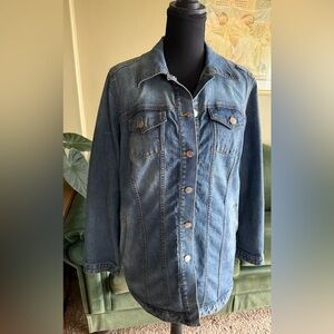 Chico’s denim barn coat.